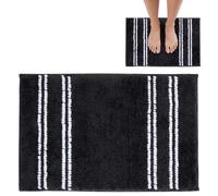 Premier Housewares Small Charcoal Grey Bath Mat | Non-Slip, Stripe Design