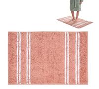 Premier Housewares Small Dusky Pink Bath Mat | Non-Slip, Stripe Design