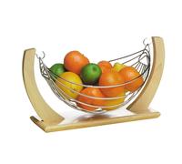 Premier Housewares Small Fruit Hammock, Rubber Wood and Chrome, Brown