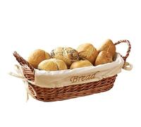 Premier Housewares Small Natural Willow Bread Basket With Cream Lining | Compact Bread Basket Combo With Liner | Bread Hamper With Handles | Bread Box For Rustic Dining Setup