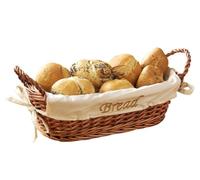 Premier Housewares Small Natural Willow Bread Basket With Cream Lining | Compact Bread Basket Combo With Liner | Bread Hamper With Handles | Bread Box For Rustic Dining Setup
