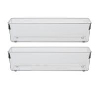 Premier Housewares Small Set Of Two Slim Kitchen Organisers Sturdy Plastic Organizers for Kitchen and Pantry Tupperware Lid Organizer Makeup Drawer 8 x 31 x 10