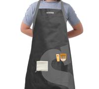 Premier Housewares Sorted Cotton Kitchen Apron with Adjustable Neck Strap and Pocket, Black and Grey