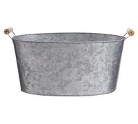 Premier Housewares Spacious Silver Party Tub with Wooden Handles Oval Shape Organizer Quotes Plaques Organizer Makeup Skincare Organizer 52 x 28 x 30