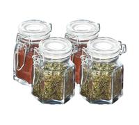 Premier Housewares Spice Jars with Clip Tops - 8 x 6 x 6 cm, Set of 4