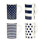 Premier Housewares Spots/stripes Mugs, Blue, Set of 4