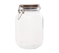 Premier Housewares Square 1550 MI Clear Glass Jar With Premium Quality And Versatile Style Champagne Finish Metal Lid Having Clip Lock Clasp Attached, W11 x D11 x H20cm