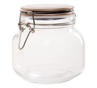 Premier Housewares Square 800 MI Clear Glass Jar With Premium Quality And Versatile Style Champagne Finish Metal Lid Having Clip Lock Clasp Attached, W11 x D11 x H13cm