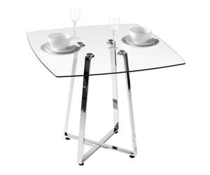 Premier Housewares Square Glass Dining Table - Chrome Legs, H76 x W90 x D90cm