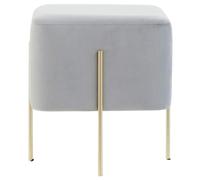 Premier Housewares Square Grey Velvet Stool with Gold Finish Metal Legs Contemporary Seating Bar Stools Kitchen Stools Adjustable Bar Stool 31 x 34 x 31