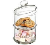 Premier Housewares Stackable Storage Jars Clear 2-Piece Glass Jars Coffee Jar Glass Jars with Lids Storage Jar Glass Jar with Lid 29 cm x 17 cm x 17 cm
