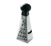 Premier Housewares Stainless Steel 3 Sided Mini Hand Grater For Cheese Vegetables Lemon Zester With Black Plastic Handle Grater Shredder and Slicer 4x4x9 cm