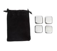 Premier Housewares Stainless Steel Whisky Stones Set of 4 - Reusable Non-Diluting Whiskey Stones with Storage Pouch for Whisky, Bourbon & Spirits