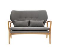 Premier Housewares Stockholm Birch Wood Frame 2 Seat Sofa in Grey Premier Housewares Grey