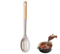 Premier Housewares Stone Grey Silicone Head Slotted Spoon | Heat-Resistant Cooking Spoon for Mixing & Serving | Durable Grey Silicone Head Holed Spoon | Kitchen Utensil
