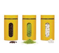 Premier Housewares Storage Biscuit Tin for Biscuit Jar And Cookie Jars For Biscuits - Yellow Set of 3 Canisters Sets For The Kitchen 18 x 10 x 10 cm