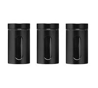 Premier Housewares Storage Canisters - Black, Set of 3, H19 x W10 x D10cm