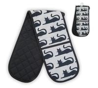 Premier Housewares Stripe Single Oven Glove Black and White, 100% Cotton, Quilted, Heat Insulated Double Oven Glove 29 x 19 x 2