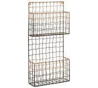 Premier Housewares Sturdy 2 Tier Wall Mount Magazine Rack|Durable Iron Wireframe Newspaper Holder| Black and Rose Gold Finish Magazine Holder|Space-Saving Home or Office Organizer