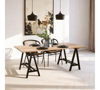 Premier Housewares Sturdy Pine Wood And Iron Dining Table, A-Frame Legs Small Dining Table, Elegant Kitchen Table For Dinner