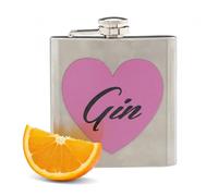 Premier Housewares Stylish 6oz Gin Hip Flask | Durable Stainless Steel Flask with Pink Heart Design | Ideal for Gin Lovers and Special Occasions