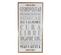 Orsina Cocktail Wall Plaque, Wooden Sign With Vibrant Cocktail-Themed Typography, Rustic Finish Adds Fun & Flair in White Orsina White