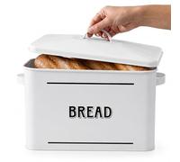 Premier Housewares Stylish Design White Metal Bread Bin | Durable Bread Bin For Dining Table | Spacious Bread Container For Kitchen | Practical Small Bread Bin For Breakfast