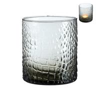 Premier Housewares Stylish Glass Tealight Holder | Snakeskin Pattern Smoked Tealight Candle Holder | Decorative Tea Light Holder For Décor | Modern Candlestick Tealight Holder
