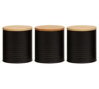 Orsina Stylish Set Of Three Black Cannisters, Durable Design Kitchen Cannisters, Secured Storage Cannister Set