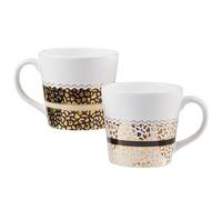 Premier Housewares Stylish Set Of Two Mugs | Leopard Print Design Large Mugs For Breakfast | Comfortable Grip Tea Cup Set For Outdoor Lunch | Durable Stoneware Coffee Mug