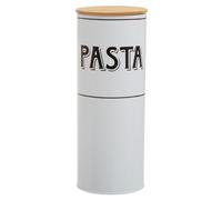 Premier Housewares Stylish White Metal Pasta Canister | Durable Design Stainless Steel Canister For Ingredients | Airtight Gold Lid Metal Canister For Kitchen | Robust Canister