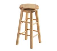 Premier Housewares Swivel Design Tropical Wood Bar Stool | Eco-Friendly Rubberwood Bar Stool | Minimalist Wooden Bar Seating With Footrests | Ideal for Kitchen & Home Bars