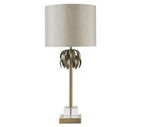 Premier Housewares Table/Desk/Reading Lamp With Grey Fabric Shade/Antique Finish/Led Desk Lamp/Study Lamp For Bedroom/Living Room/Dining Room 29 x 66 x 29
