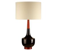 Premier Housewares Table Lamp with Wood and Ceramic Base Wooden Desk Lamp For Home Office With Stylish Lighting Study Lamp Tagine Design 38cm x 67cm x 38cm