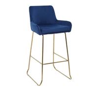 Premier Housewares Tamzin Blue Velvet Bar Chair With Low Arms