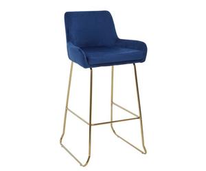 Premier Housewares Tamzin Blue Velvet Bar Chair With Low Arms