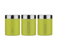 Premier Housewares 507814 Liberty Tea Coffee and Sugar Canisters - Set of 3, Lime Green 9 x 9 x 13 cm