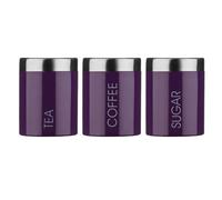 Premier Housewares Tea Coffee And Sugar Canisters Purple
