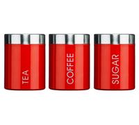 Premier Housewares Tea Coffee And Sugar Canisters Red