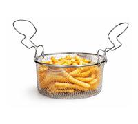 Premier Housewares Telo Small Frying Basket, 20 cm Steel Wire Deep Fry Basket with Curved Handles