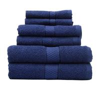 Premier Housewares Thread And Loom 6pc Navy Blue Towel Set, Highly Absorbent And Quick Dry Extra Large Towels, 2 Face 2 Hand 2 Bath Towel