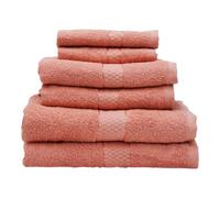 Premier Housewares Thread And Loom 6pc Peach Pink Towel Set, Highly Absorbent And Quick Dry Extra Large Towels, 2 Face 2 Hand 2 Bath Towel