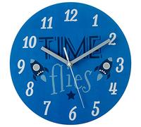 Premier Housewares Time Flies Kids Wall Clock, Blue