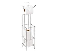 Premier Housewares Toilet Roll Holders Free Standing Chrome Finish Chrome Toilet Roll Holder Silver Toilet Roll Storage Free Standing Brush Holder,66 x 14 x 14 cm