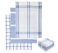 Premier Housewares Ultra Absorbent Set Of Three Waffle Blue And White Tea Towels | Efficient Kitchen Tea Towels For Kitchen | Pure Super Soft Cotton Tea Towels Pack For Breakfast