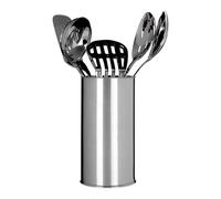Premier Housewares Utensil Holders 5 Kitchen Tools Utensil Set and Holder Spoons Masher Ladle Utensil Set Silver Kitchen Utensil Holder Set of 5