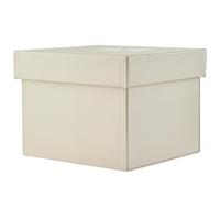 Premier Housewares Versatile Cream Faux Leather DVD Storage Box | Elegant Box For Storage | Lightweight Storage Box With Lids For Living Room | Portable Storage Box For DVD