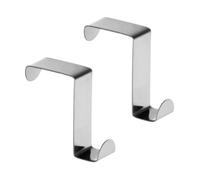 Premier Housewares Versatile Over Door Reversible Hook | Stainless Steel Over Door Hooks | Set of 2 Bathroom Door Hooks | Easily Installed Coat Hooks