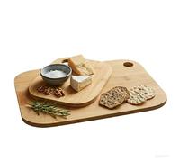 Premier Housewares Versatile Set of 2 Bamboo Cutting and Serving Boards | Elegant Built-in Handle Natural Bamboo Boards | Functional Kitchen Essentials for Food Serving
