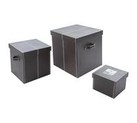 Premier Housewares Versatile Set Of Three Bown Faux Leather Storage Boxes | Elegant Boxes For Storage | Lightweight Storage Boxes With Lids For Living Room | Portable Storage Box